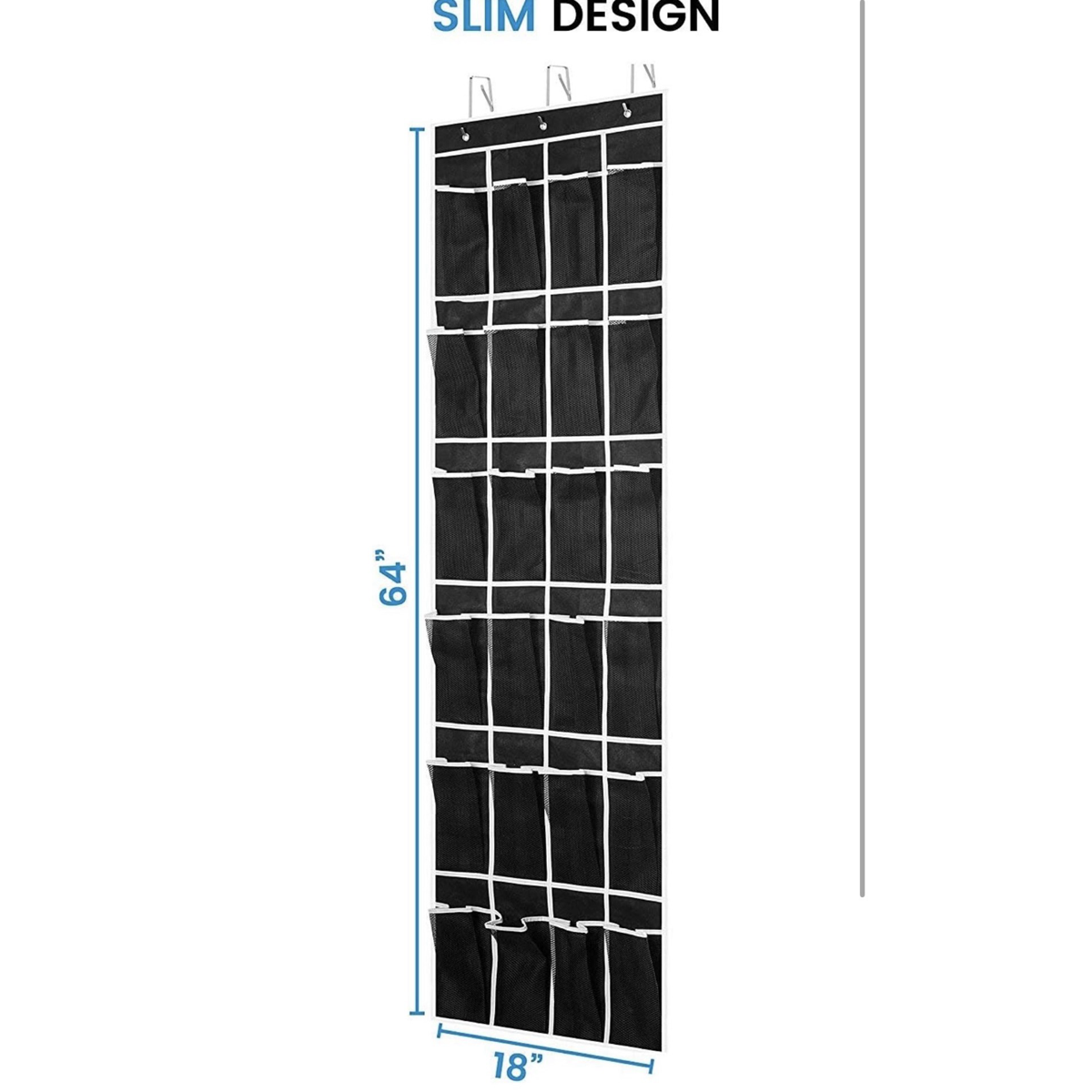 Zober 24 Pocket Over The Door Shoe Organizer w/ Chrome Hooks