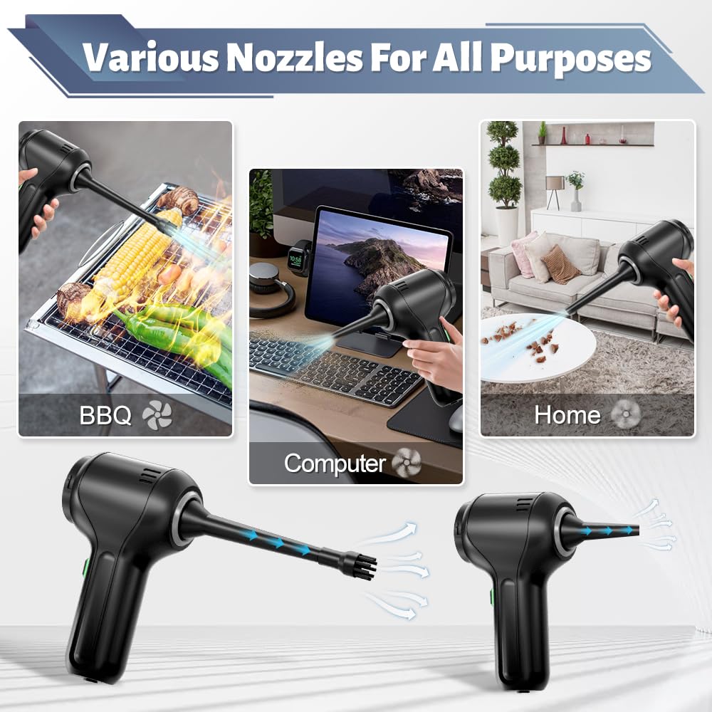 Cordless Handheld Vacuum & Air Duster – 4-in-1 Mini Car Cleaner with LED Light