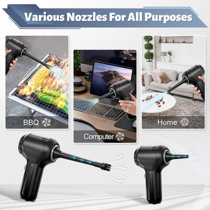 Cordless Handheld Vacuum & Air Duster – 4-in-1 Mini Car Cleaner with LED Light