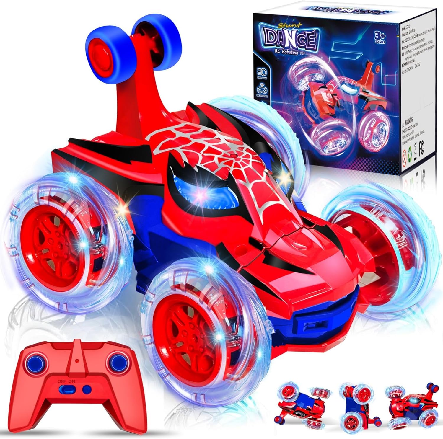 LED RC Stunt Car - 360° Flips, All-Terrain, Rechargeable Remote Control Toy