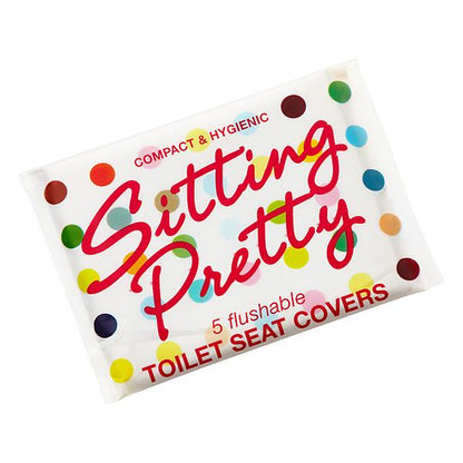 5pc "Sitting Pretty" Flushable Toilet Seat Covers - Hygienic For Public Rest Rooms