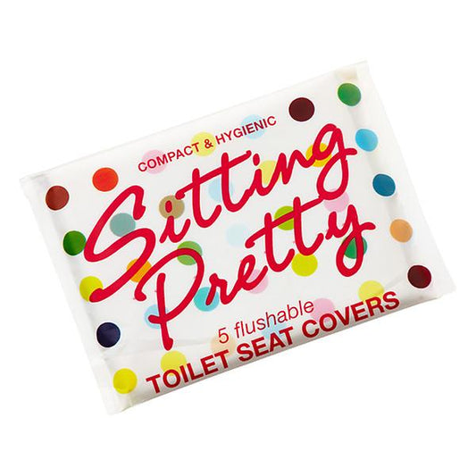 5pc "Sitting Pretty" Flushable Toilet Seat Covers - Hygienic For Public Rest Rooms