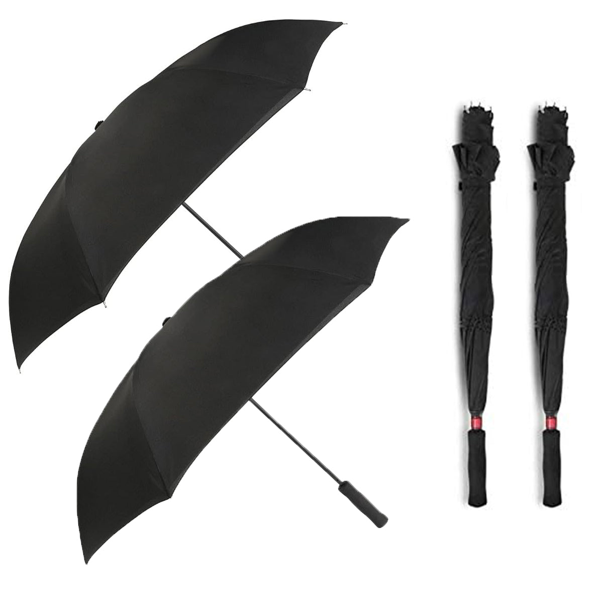 2pk RainWorthy 46" Inverted Umbrella – Drip-Free, Double-Layer, Wind-Resistant Design