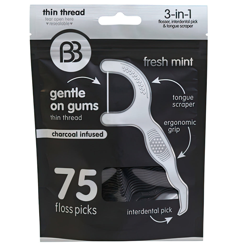 Floss Picks by Brush Buddies - Choose From Charcoal, Sensitive or Mint