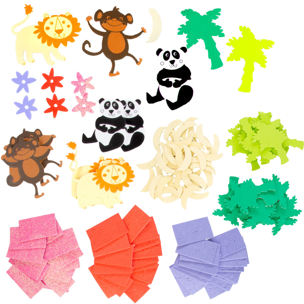 Jumbo Zoo Animals & Flowers Foam Sticker Set - 150+ Stickers Total!