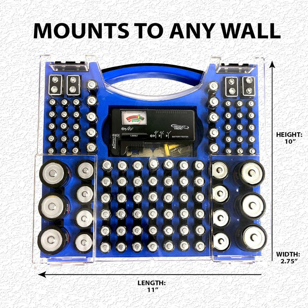 Battery Pro Organizer and Battery Tester, Wall-Mount or Drawer Storage Case