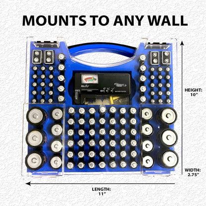 Battery Pro Organizer and Battery Tester, Wall-Mount or Drawer Storage Case