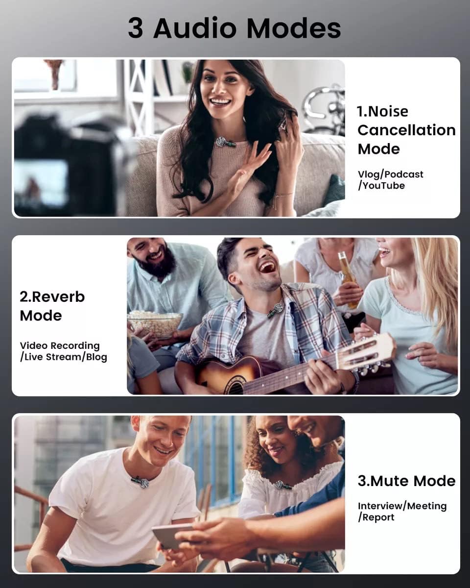 Kingwell Wireless Lavalier Microphones for iPhone – 2-Pack with Noise Cancellation & 7-Hour Battery