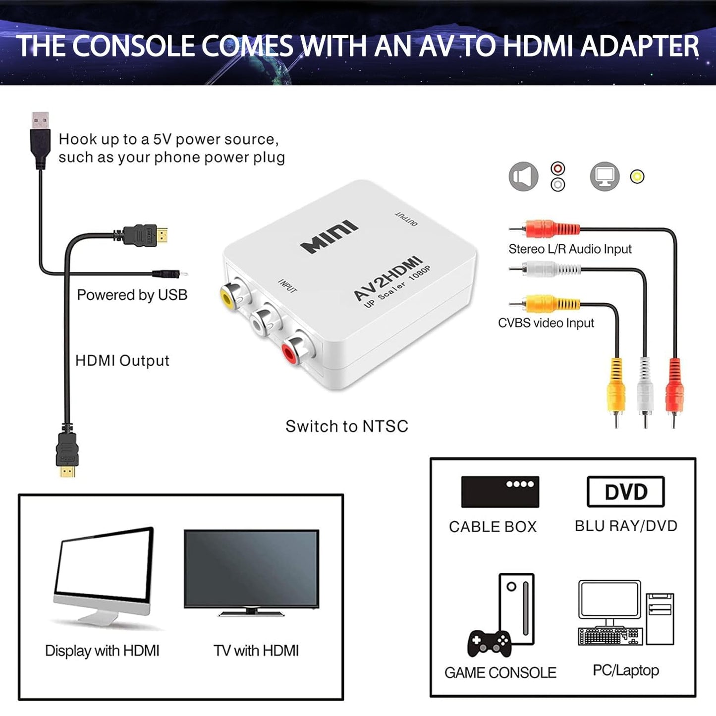 Retro Mini Classic NES Game Console  with Built-in 620 Classic Edition Games + Bonus HDMI Adapter