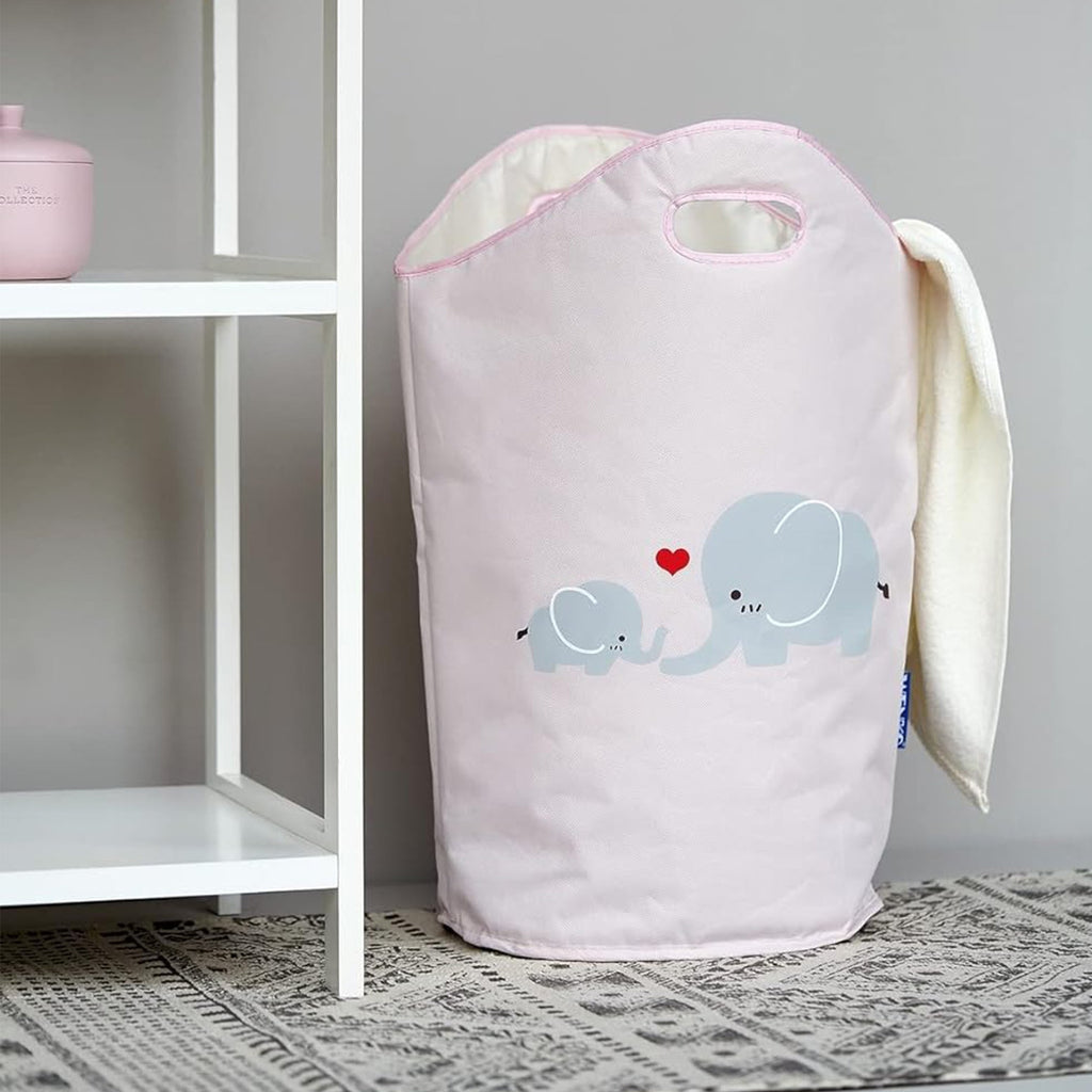 Kids Laundry Hamper – Pink Round Clothes Basket, 6.3 Gallons