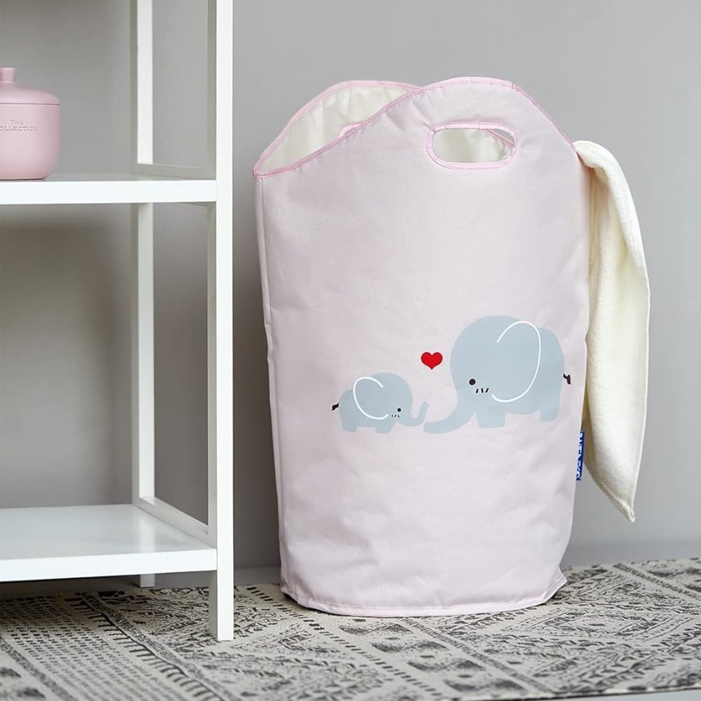 Kids Laundry Hamper – Pink Round Clothes Basket, 6.3 Gallons