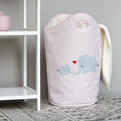 Kids Laundry Hamper – Pink Round Clothes Basket, 6.3 Gallons