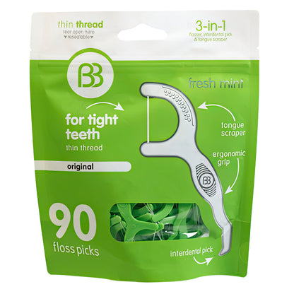 Floss Picks by Brush Buddies - Choose From Charcoal, Sensitive or Mint