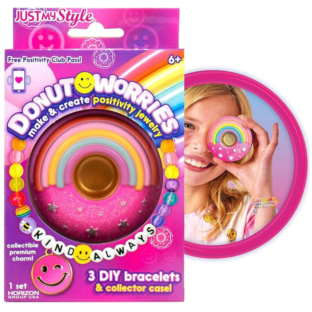 Donut Worries Positivity Jewelry w/ 3 DIY Bracelets & Collector Case