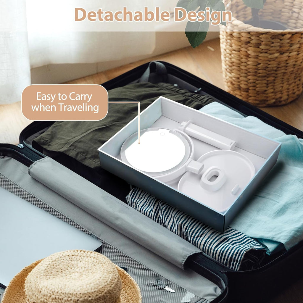 Rechargeable Double Sided LED Mirror - 1x/10x Magnification - White