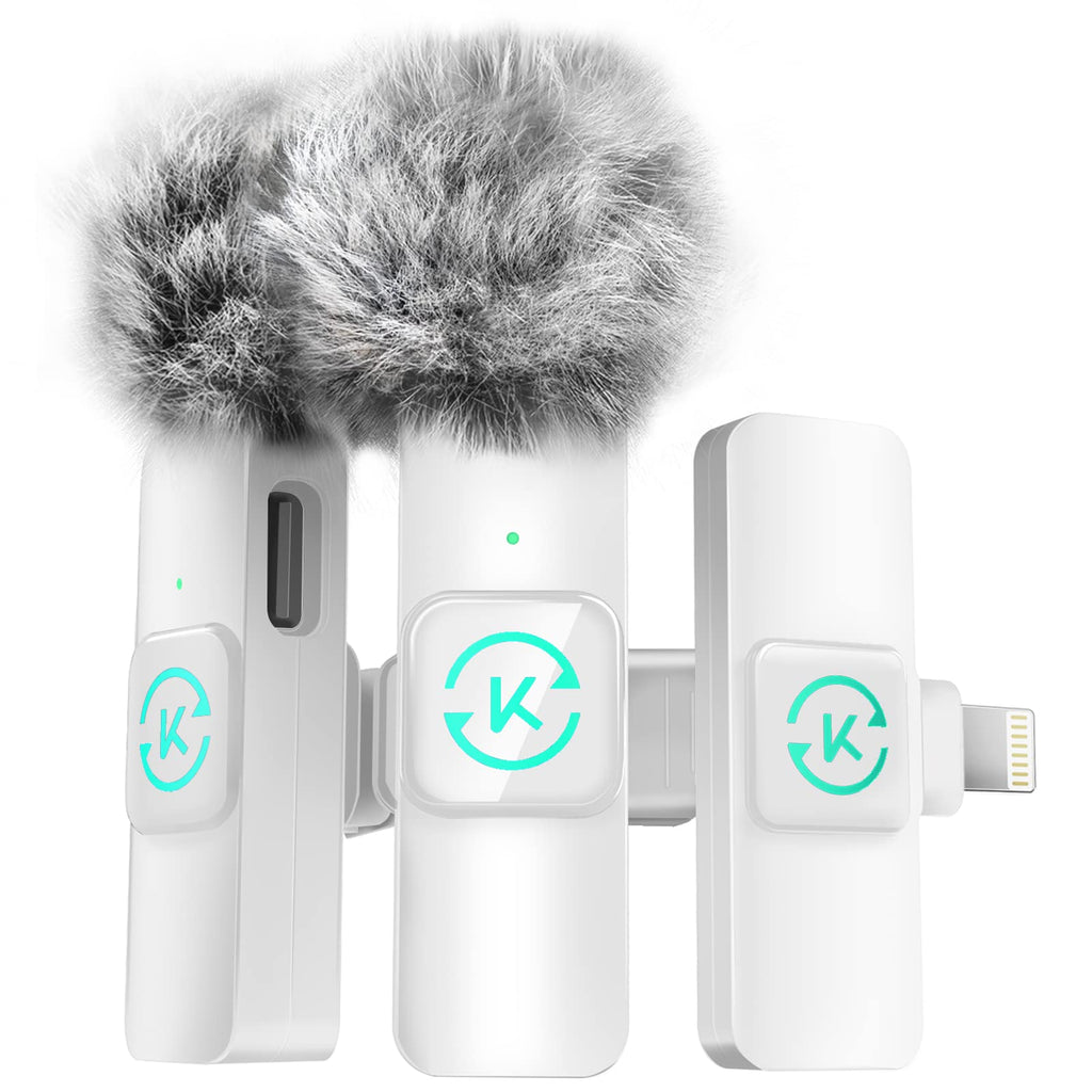 Kingwell Wireless Lavalier Microphones for iPhone – 2-Pack with Noise Cancellation & 7-Hour Battery
