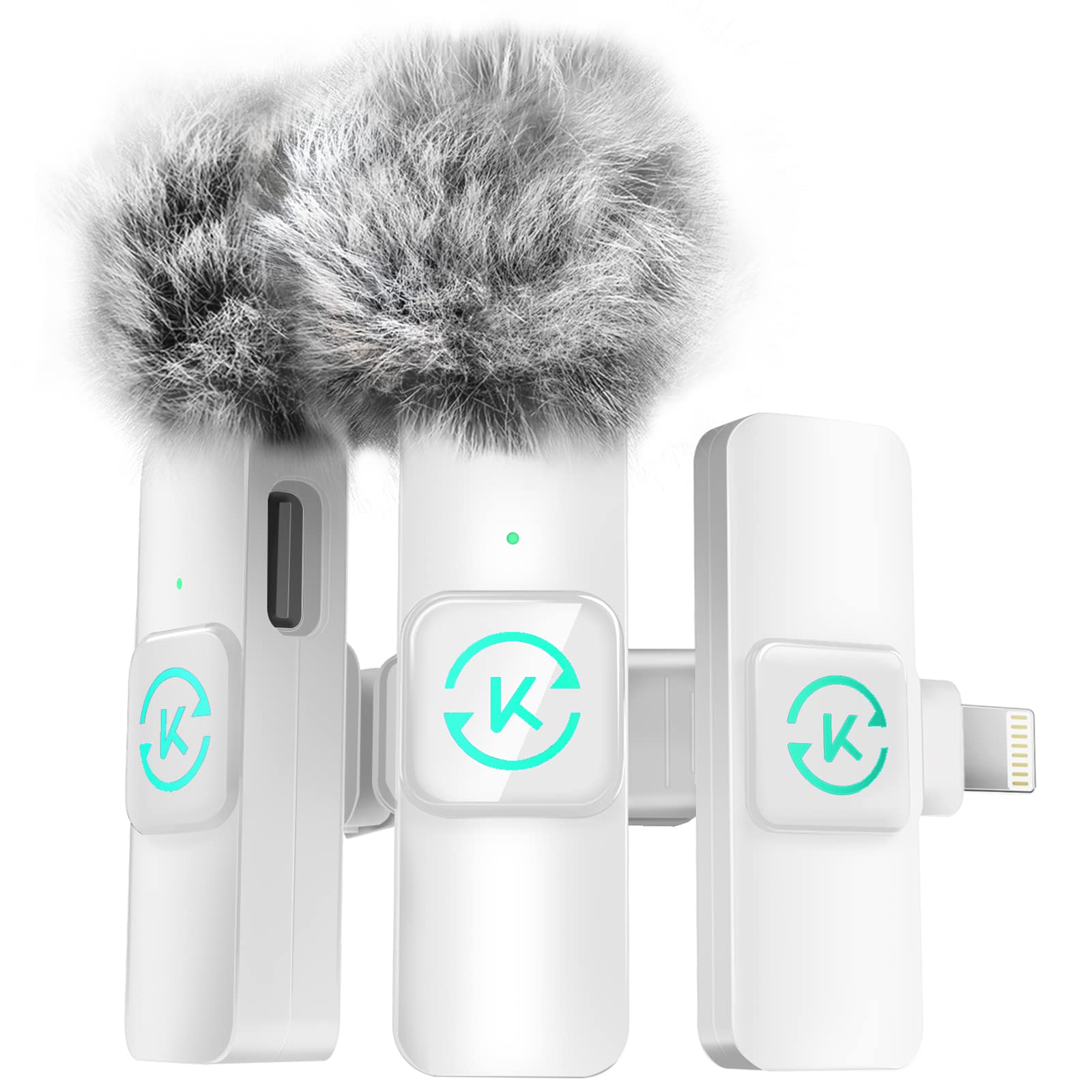 Kingwell Wireless Lavalier Microphones for iPhone – 2-Pack with Noise Cancellation & 7-Hour Battery