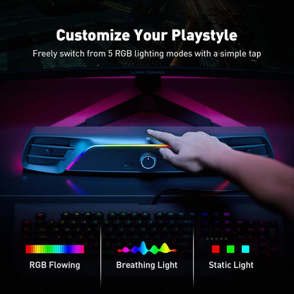 Fosi Audio C2 Computer/Laptop Sound Bar, Gaming Speakers, Stereo – RGB Lighting