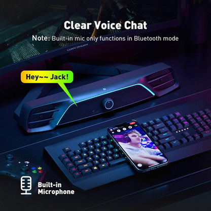 Fosi Audio C2 Computer/Laptop Sound Bar, Gaming Speakers, Stereo – RGB Lighting