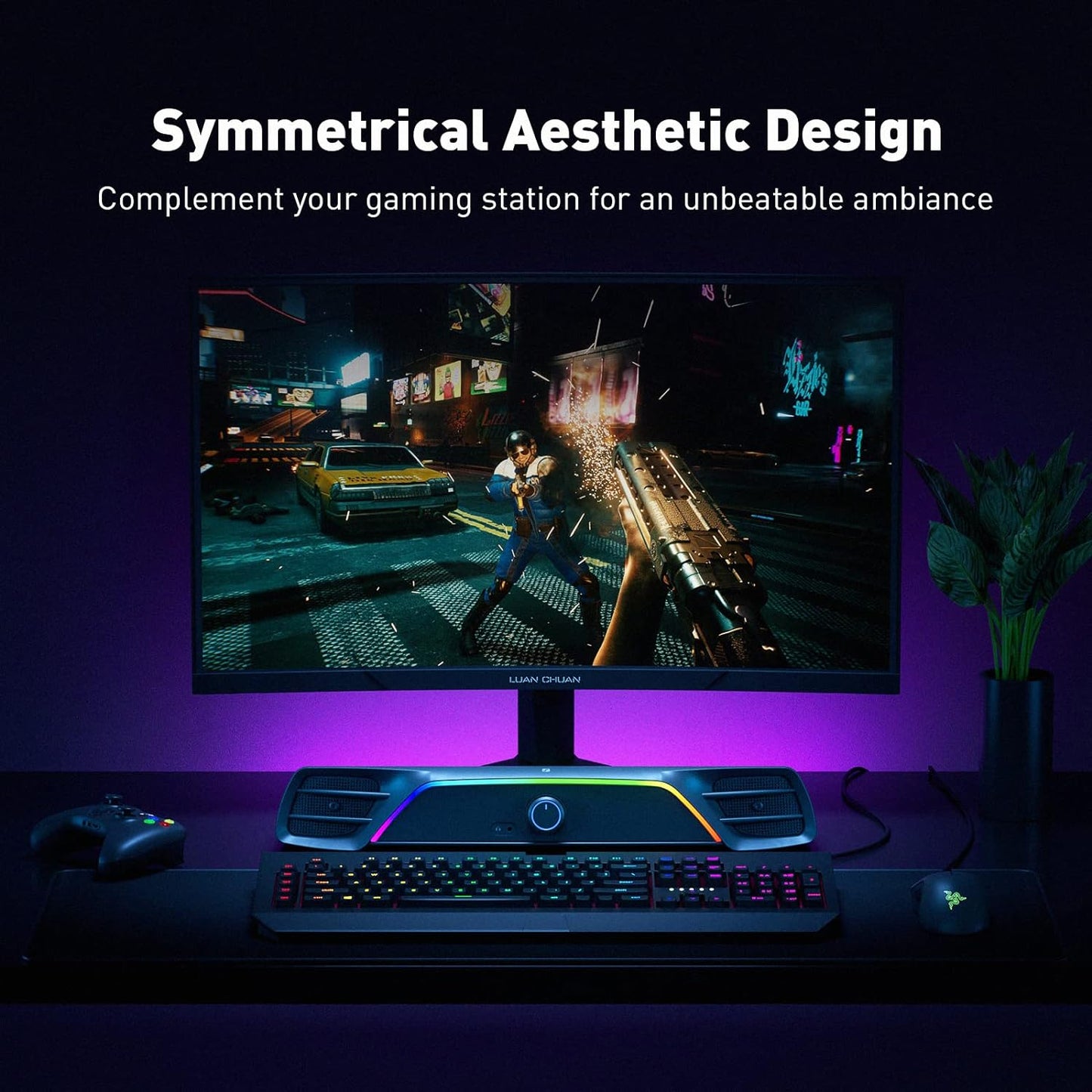 Fosi Audio C2 Computer/Laptop Sound Bar, Gaming Speakers, Stereo – RGB Lighting