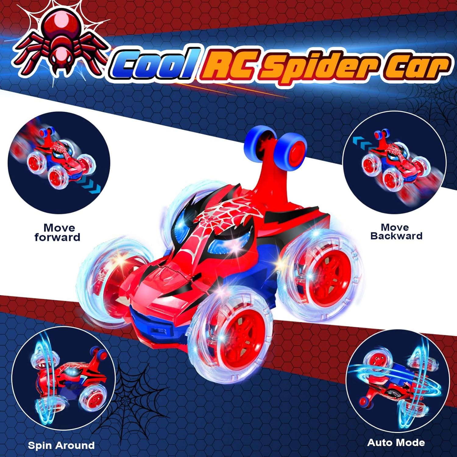 LED RC Stunt Car - 360° Flips, All-Terrain, Rechargeable Remote Control Toy