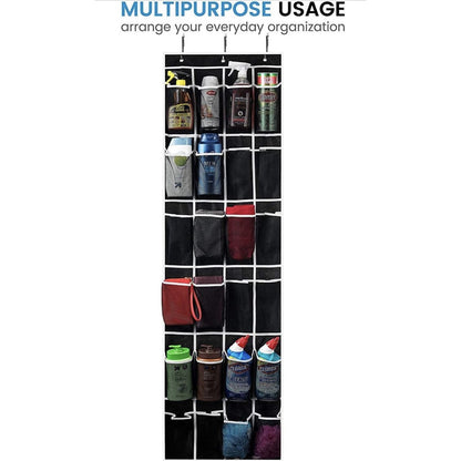 Zober 24 Pocket Over The Door Shoe Organizer w/ Chrome Hooks