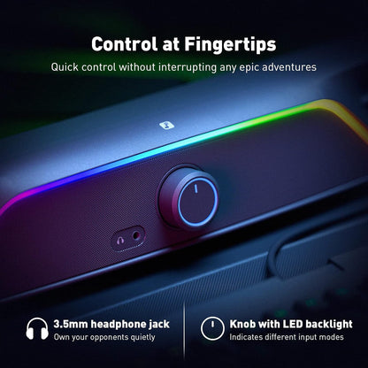 Fosi Audio C2 Computer/Laptop Sound Bar, Gaming Speakers, Stereo – RGB Lighting