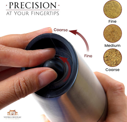 Gravity Electric Salt & Pepper Grinder 2 piece Set – Batteries, Scoop & Brush Included – 3 Colors by Votre Château