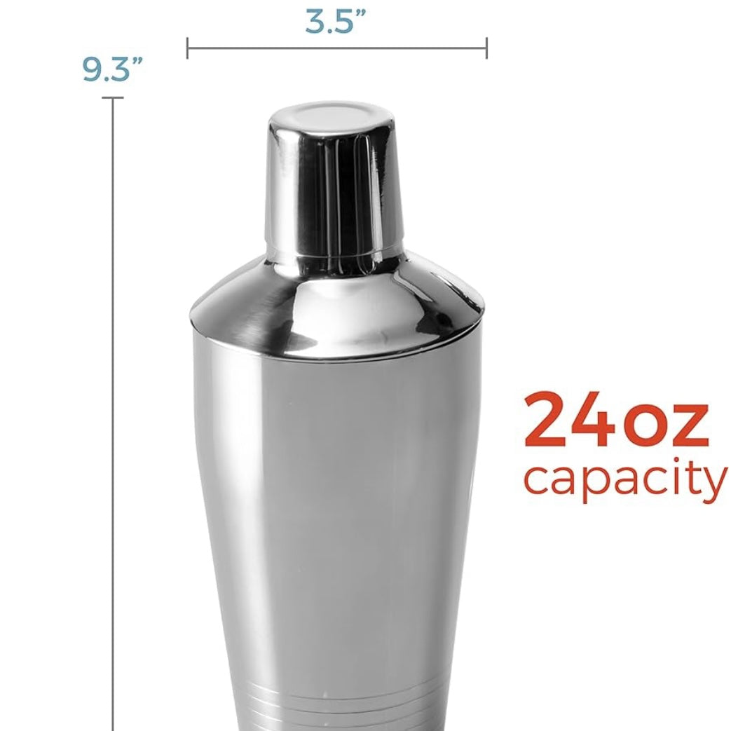 Crafthouse by Fortessa 24oz Cobbler Cocktail Shaker 3pc Set  - Stainless Steel Mirror Polish