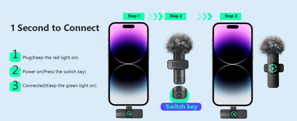Kingwell Wireless Lavalier Microphones for iPhone – 2-Pack with Noise Cancellation & 7-Hour Battery