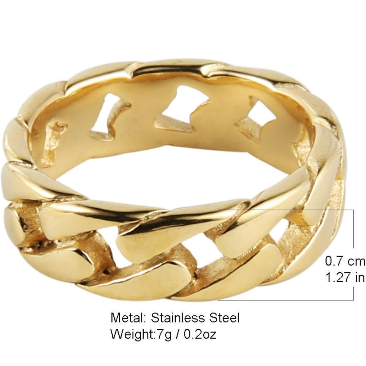 Men's 7mm Wide Titanium Plated Ring - Cuban Link Chain, Eternity Band