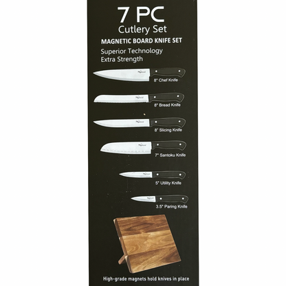 7pc New England Cutlery Carbon Steel Knife Set With Magnetic Board