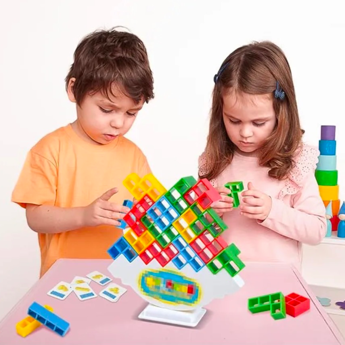 55pc Tetra Tower Game, Balance Building Blocks – Tetris Inspired!