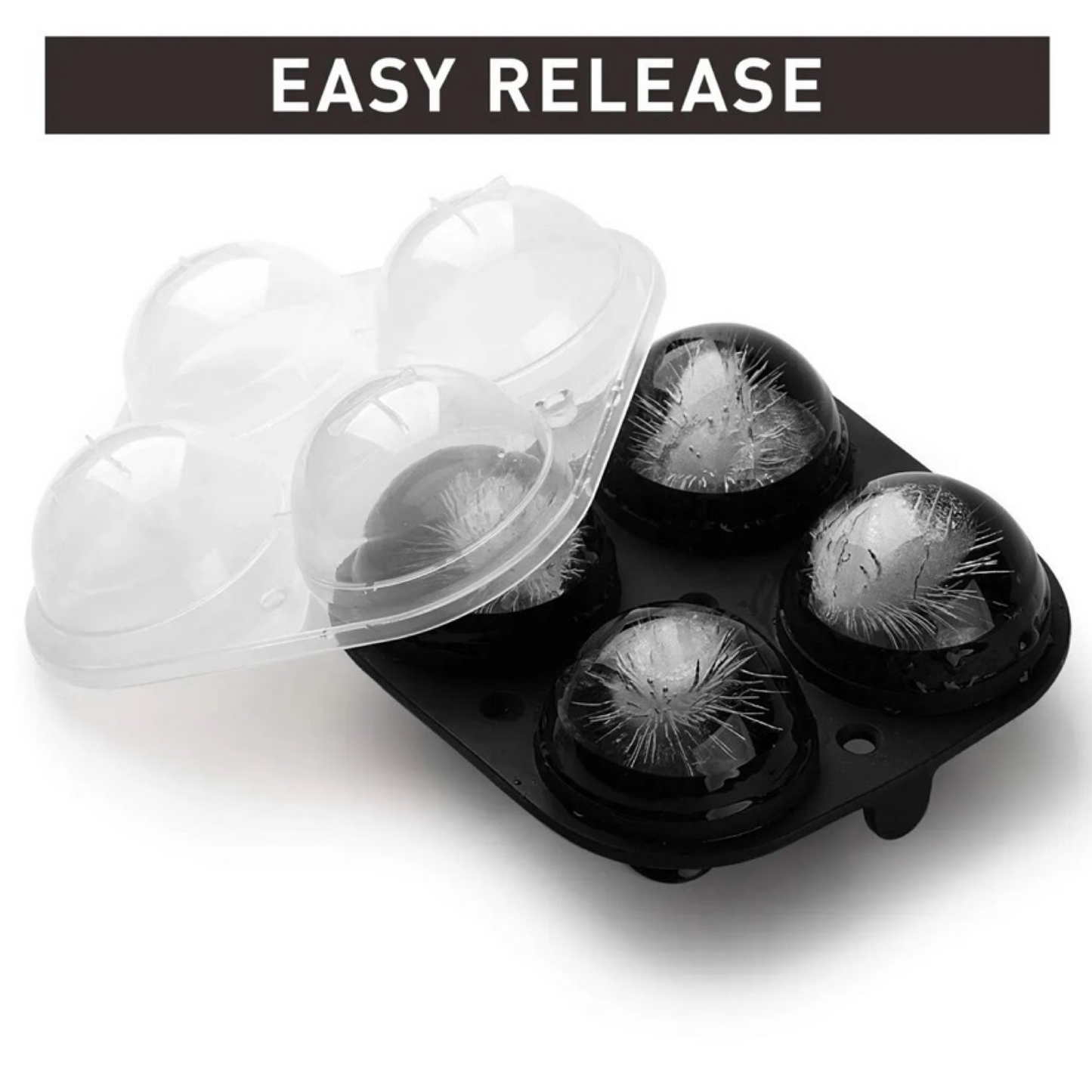 Ice Tray, 2.5"Large Ice Ball Maker w/ Lid – Funnel Included
