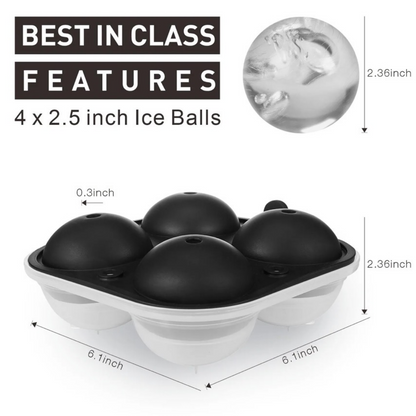 Ice Tray, 2.5"Large Ice Ball Maker w/ Lid – Funnel Included
