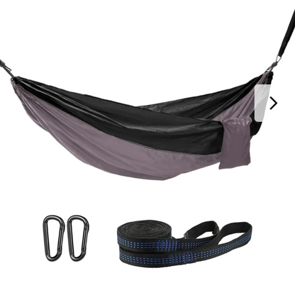Basecamp Lightweight Portable Hammock w/ Rope & 2 Carabiners -  Easy Setup!