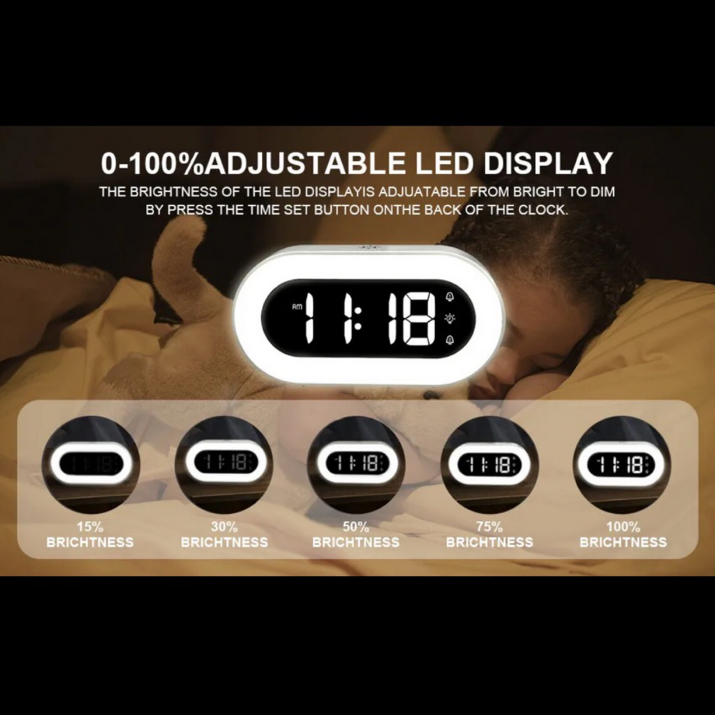 LED Music Alarm Clock w/ Night Light - 18 Melodies, USB Charging