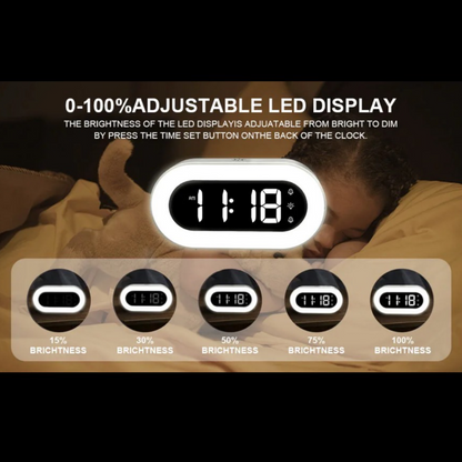 LED Music Alarm Clock w/ Night Light - 18 Melodies, USB Charging