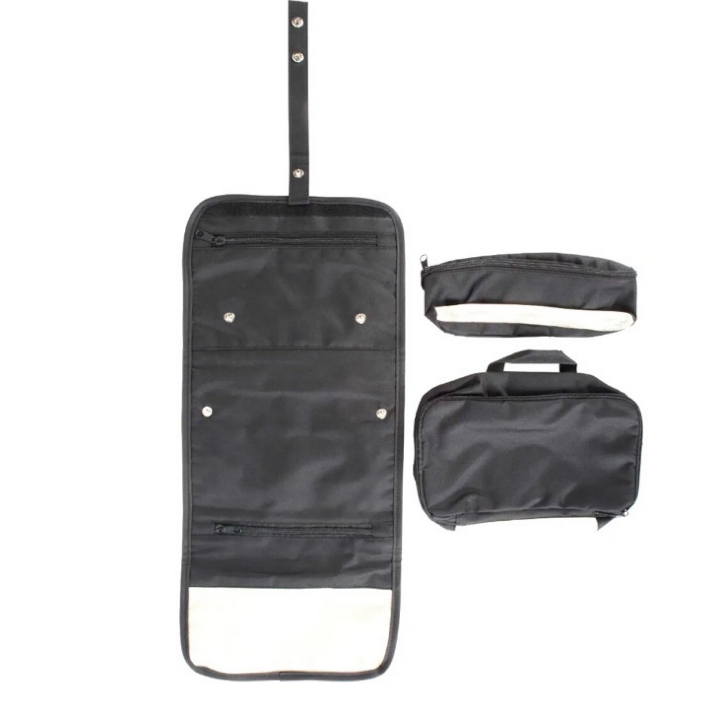 Hanging Roll Up Toiletry Bag w/ 2 Removable Snap-on Bags