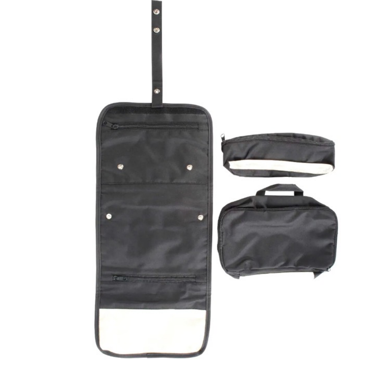 Hanging Roll Up Toiletry Bag w/ 2 Removable Snap-on Bags