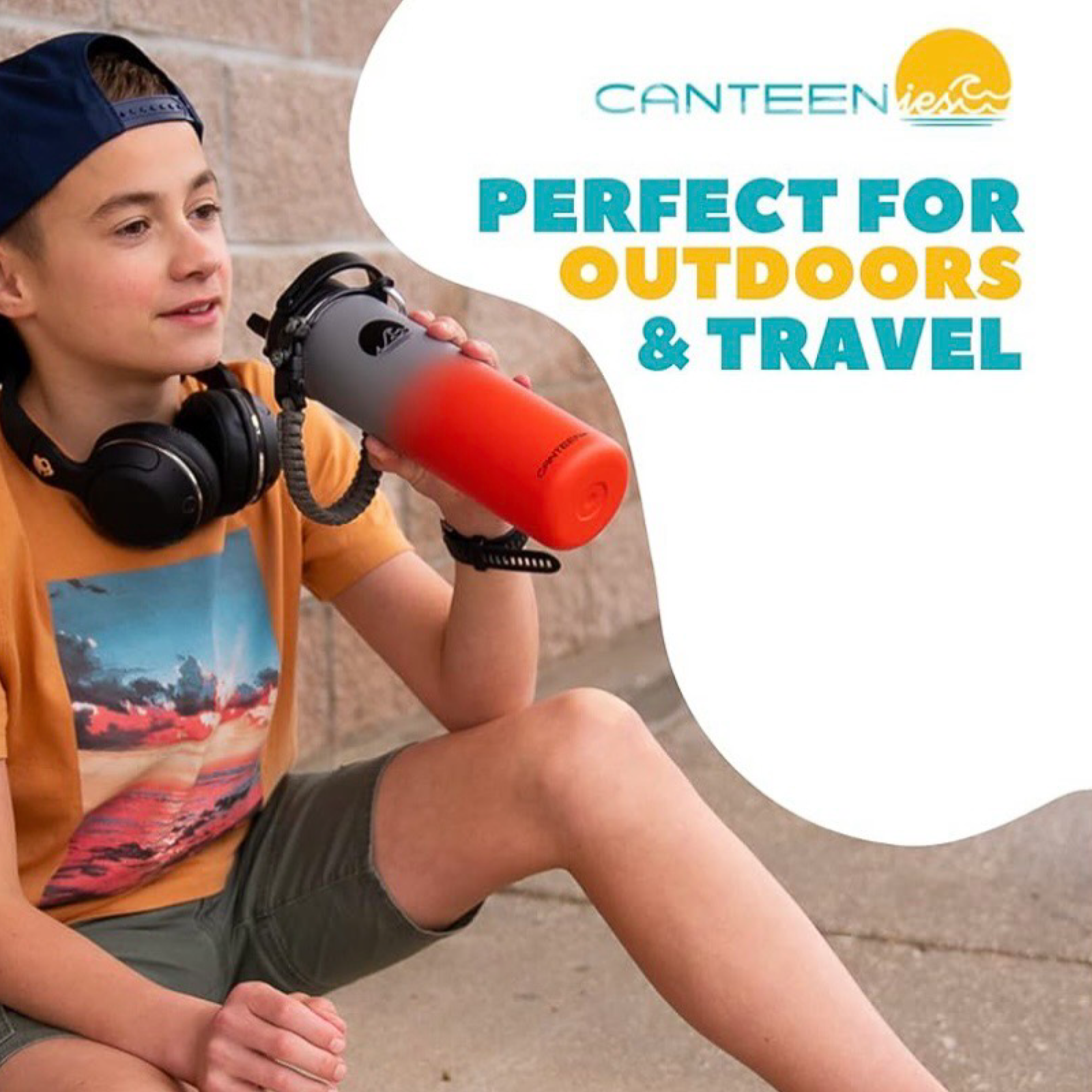 14oz Canteenies Kids Stainless Steel Water Bottle w/ Stickers, Extra Straw & More!