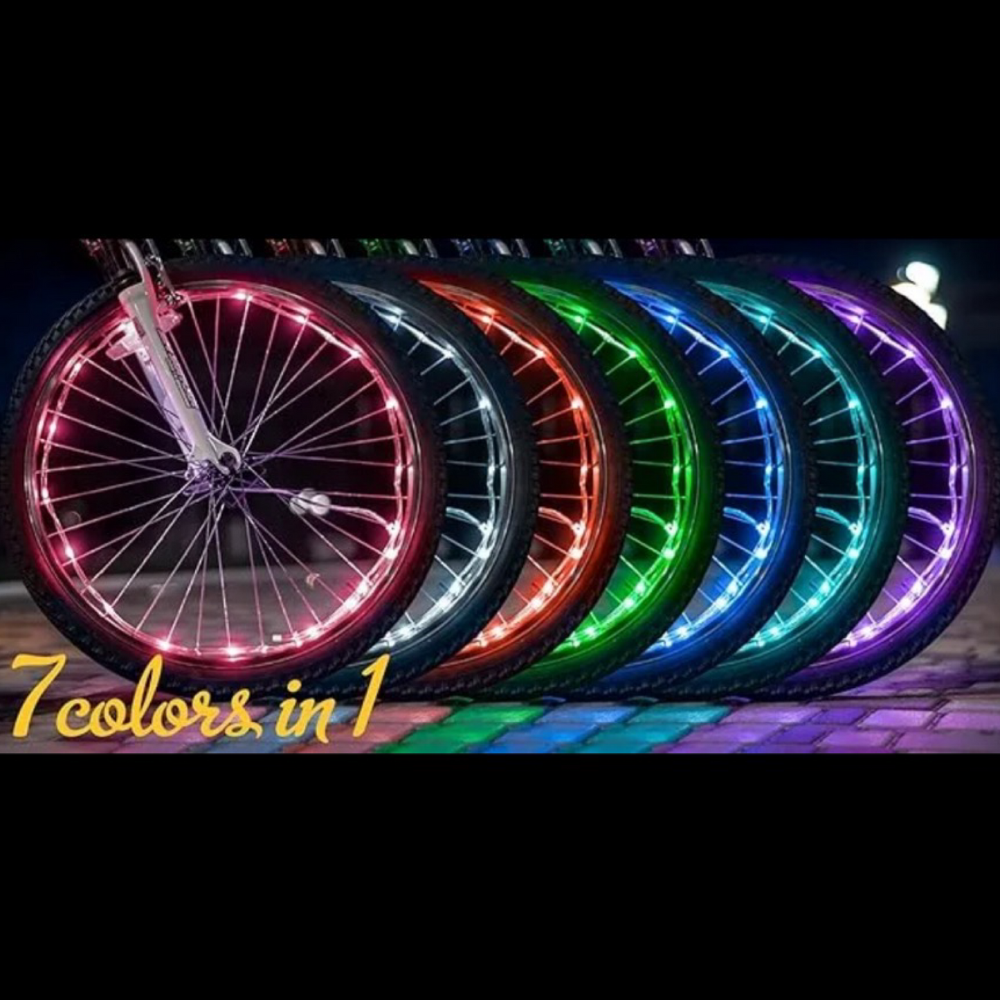 2pk Bright Spokes 7 Color Waterproof LED lights for Bicycles