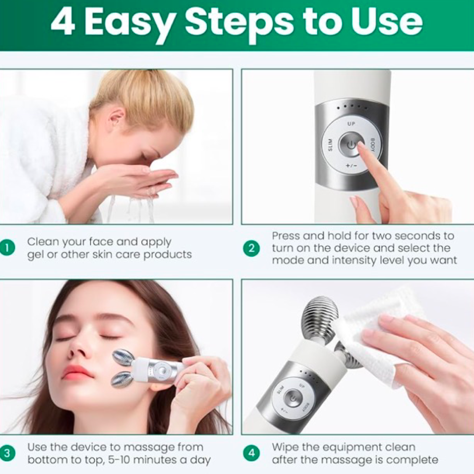 Micro V Face Slimmer Massager w/LED Technology - Promotes Collagen Production