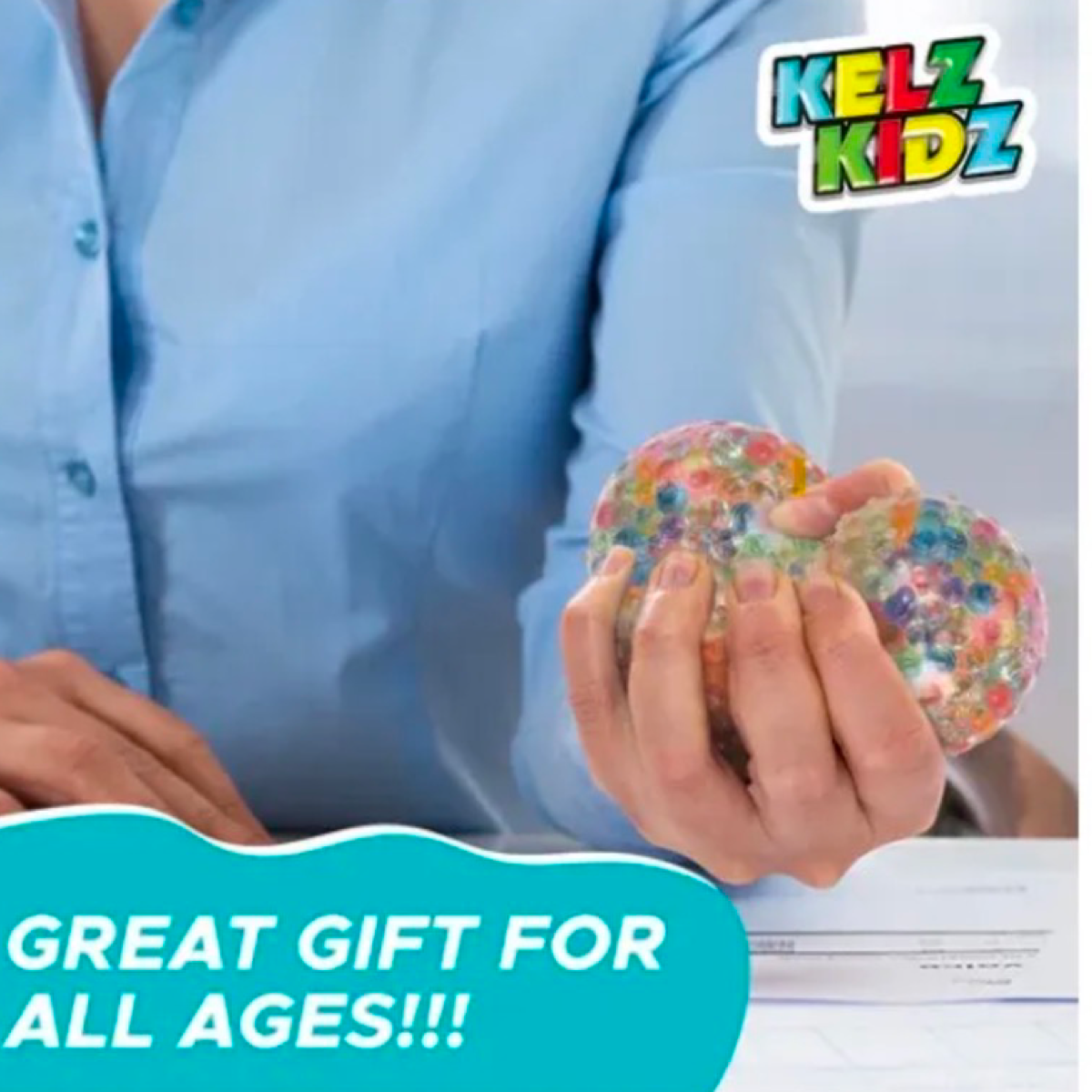 Super Jumbo KELZ KIDS 6" Stretchy Bead Ball, Stress Relief & Sensory Play