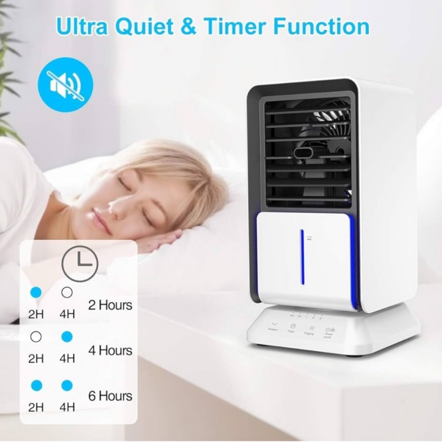 Energy Efficient Small Portable Air Cooler w/ Timer - No Ice Needed