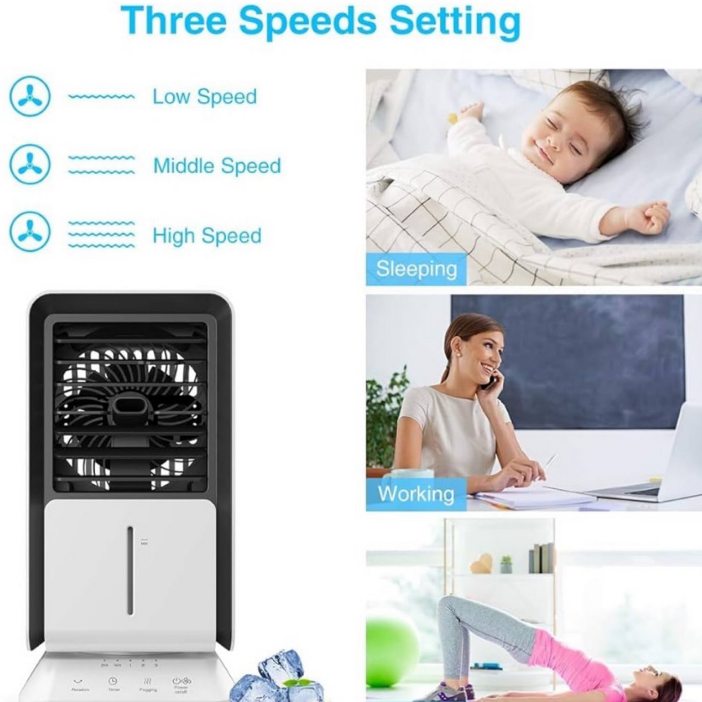 Energy Efficient Small Portable Air Cooler w/ Timer - No Ice Needed