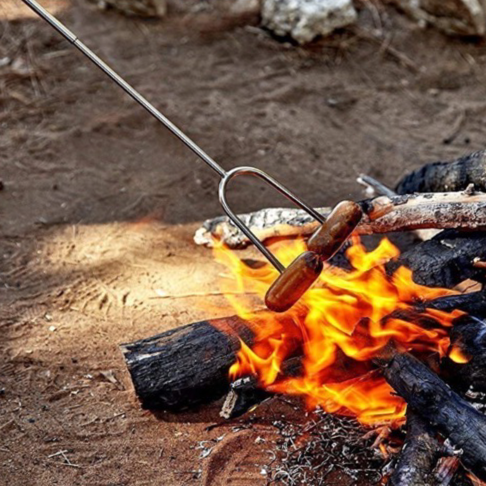 3pk 35" Telescoping Stainless Steel BBQ Forks For Campfires & Camping