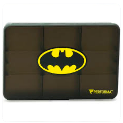 Performa Batman Pill Box - Customizable 3-9 Compartments, Shatter Resistant