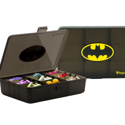 Performa Batman Pill Box - Customizable 3-9 Compartments, Shatter Resistant