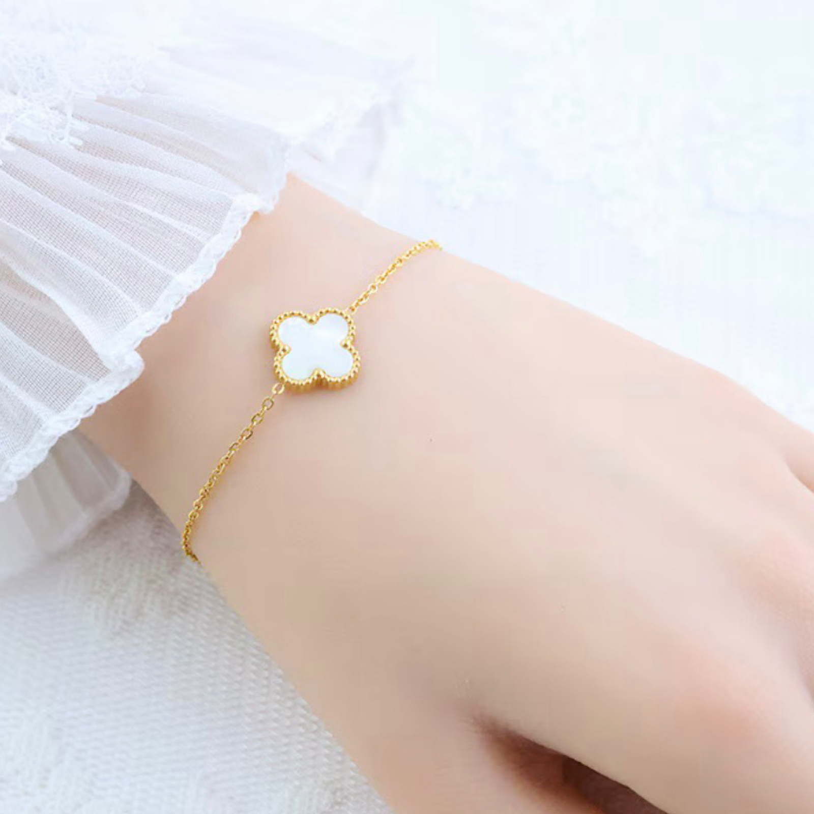 3pc 18K Gold Plated Lucky 4-Leaf Clover Set - Necklace, Bracelet, Earrings